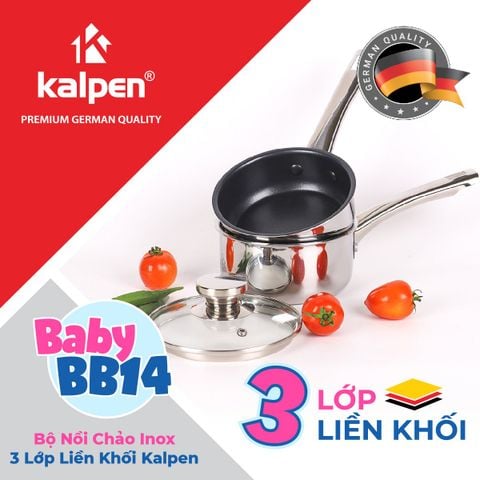 Bộ nồi chảo Inox 3 lớp liền khối Kalpen Baby