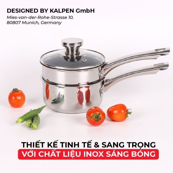 Bộ nồi chảo Inox 3 lớp liền khối Kalpen Baby
