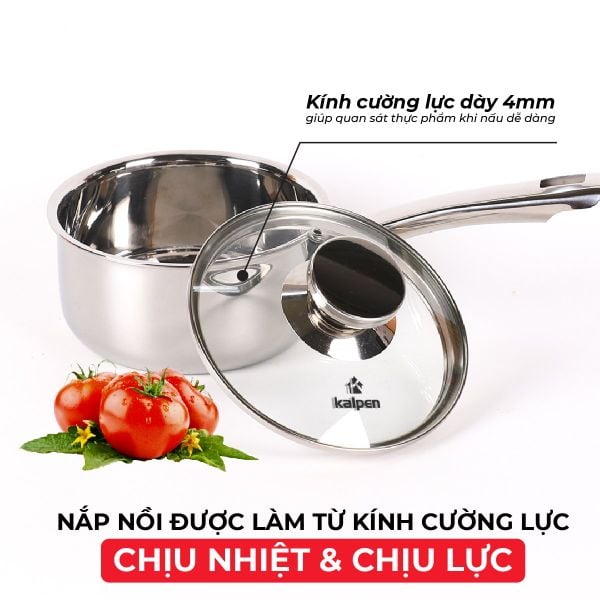 Bộ nồi chảo Inox 3 lớp liền khối Kalpen Baby
