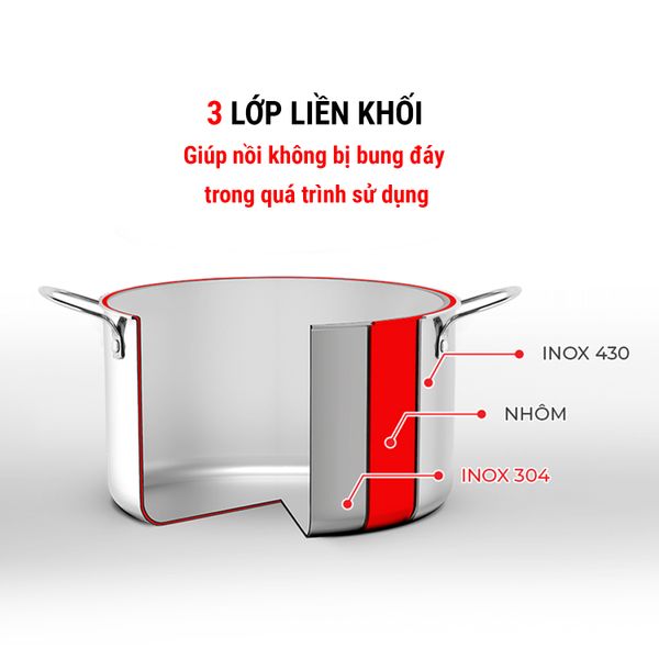 Nồi Inox 3 lớp liền khối Kalpen Kampfer