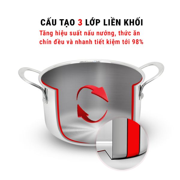Nồi Inox 3 lớp liền khối Kalpen Kampfer