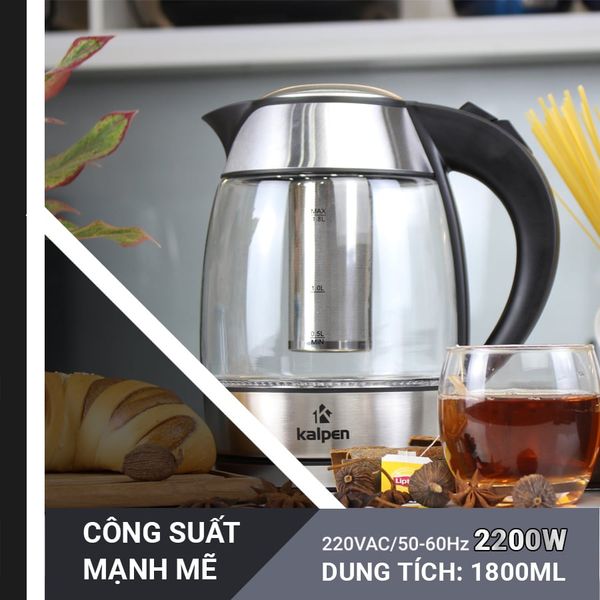 Ấm đun nước siêu tốc thuỷ tinh Kalpen KK66