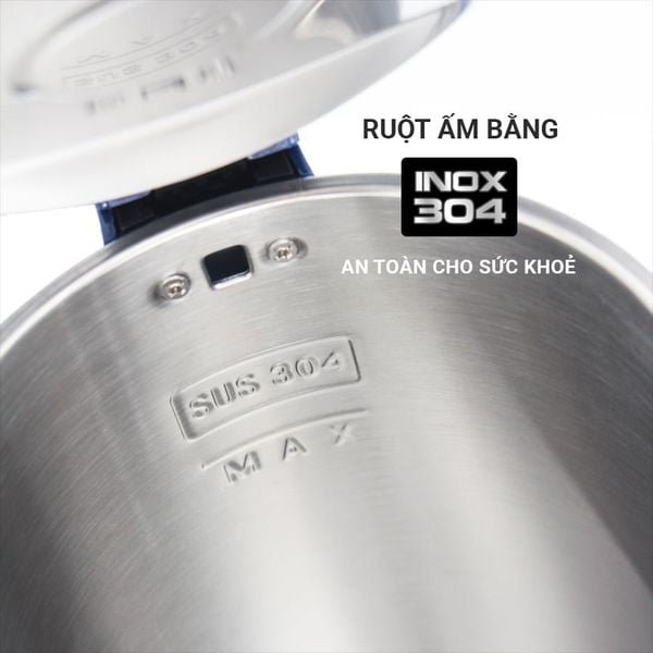 Ấm Đun Nước Siêu Tốc Kalpen KK68, 1800ml Công Suất 2200W (Trắng)