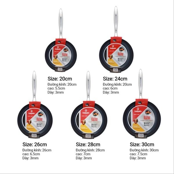 Chảo Inox 3 lớp liền khối chống dính Kalpen Kazler