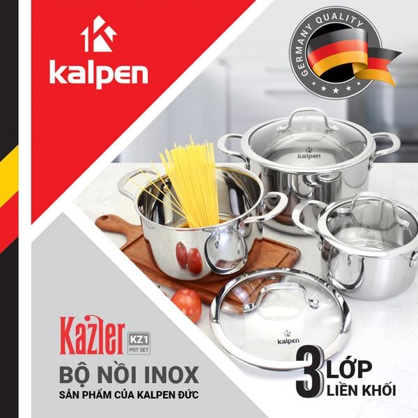 Bộ nồi Inox 3 lớp liền khối Kalpen Kazler