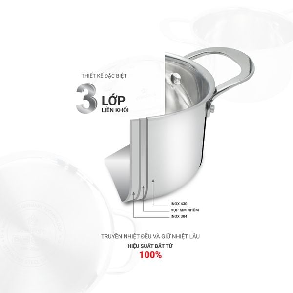 Nồi Inox 3 lớp liền khối Kalpen Kazler