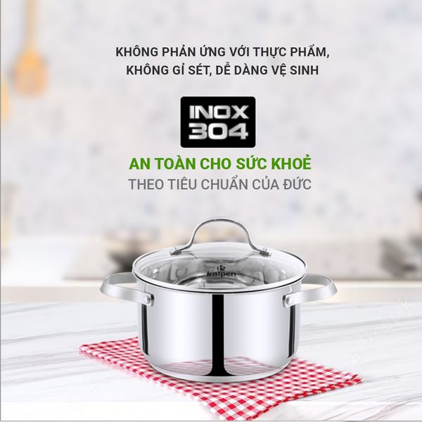 Nồi Inox 304 cao cấp 5 đáy Kalpen Lermat