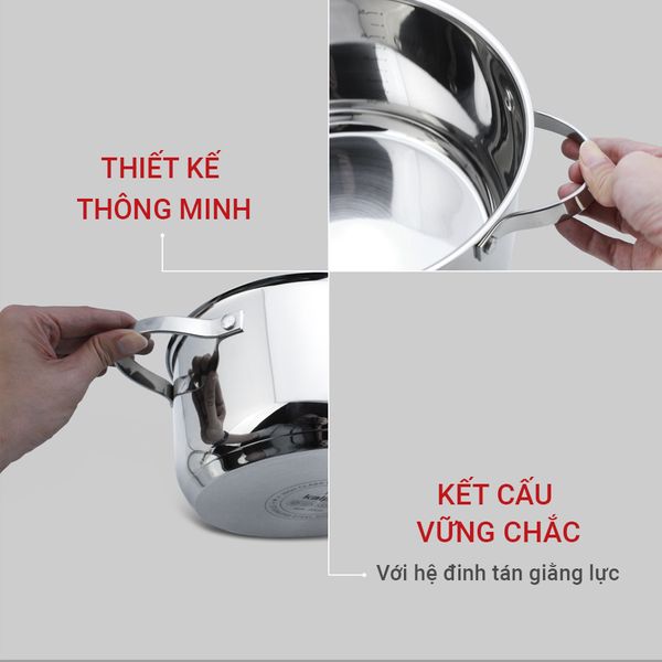 Nồi Inox 304 cao cấp 5 đáy Kalpen Lermat