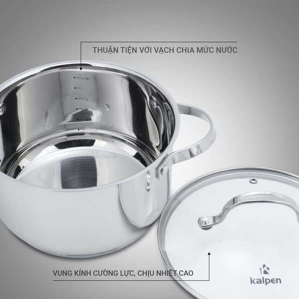 Nồi Inox 304 cao cấp 5 đáy Kalpen Lermat