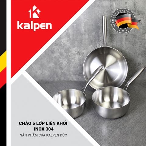 Chảo Inox 5 lớp liền khối miệng rót Kalpen Lager