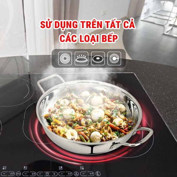 Chào Xào Inox Năm Lớp Liền Khối Kalpen Lager Size 28cm