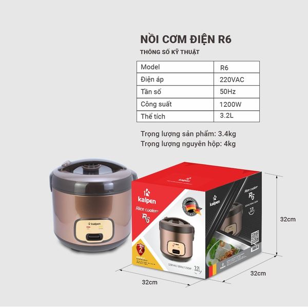 Nồi Cơm Điện Cao Cấp Kalpen R6 3.2L