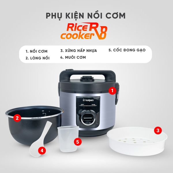 Nồi cơm điện cao cấp Kalpen R8, 1.2L