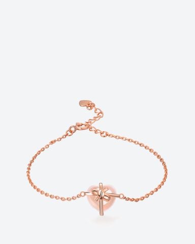 Vòng Tay Bạc Mạ Vàng Hồng Thạch Anh Hồng Lovely Heart