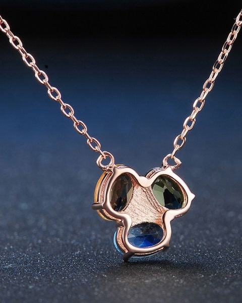 Dây Chuyền Bạc Mạ Vàng Hồng Citrine & Peridot & Topaz