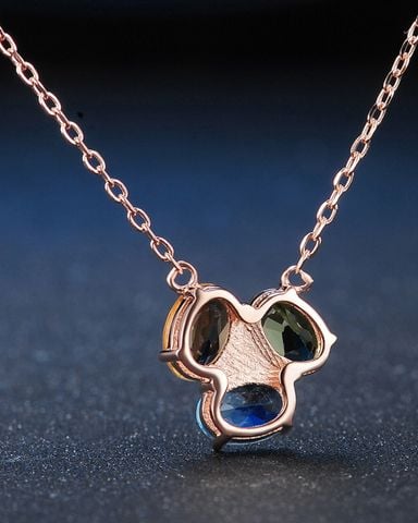 Dây Chuyền Bạc Mạ Vàng Hồng Citrine & Peridot & Topaz