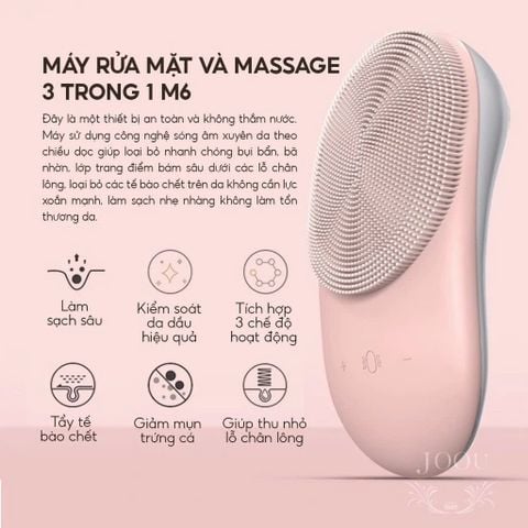 Máy rửa mặt, massage 2 trong 1 JOOU M6 tăng hấp thụ dưỡng chất, se khít Lỗ Chân Lông