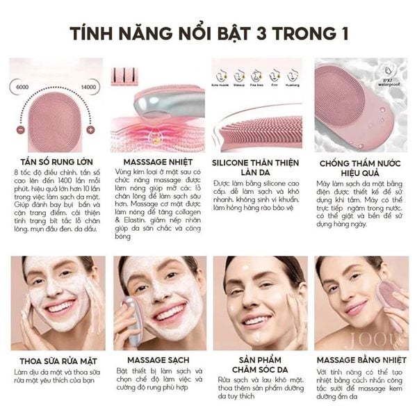 Máy rửa mặt, massage 2 trong 1 JOOU M6 tăng hấp thụ dưỡng chất, se khít Lỗ Chân Lông