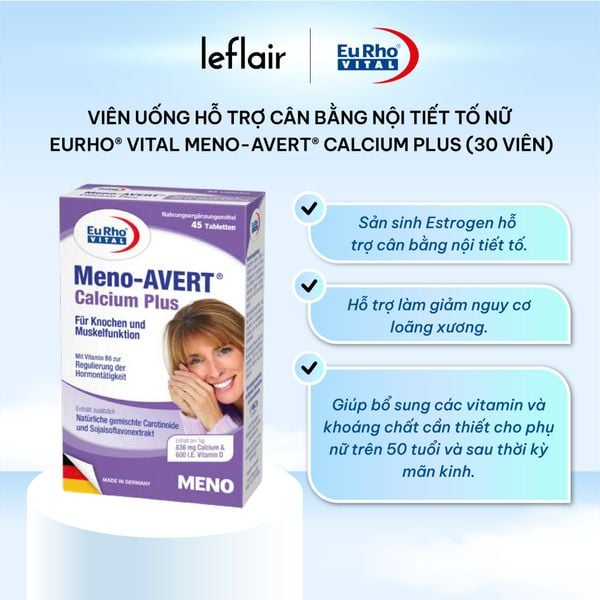 Viên uống Hỗ trợ cân bằng nội tiết tố nữ EuRho® Vital Meno-AVERT® Calcium Plus (30 viên)