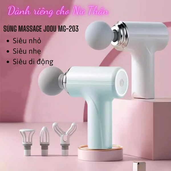 Máy Massage Cầm Tay JOOU MG203 pin siêu bền, 6 tốc độ, 4 đầu thay