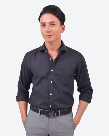 Áo Sơ Mi Nam Dài Tay Đen Trơn