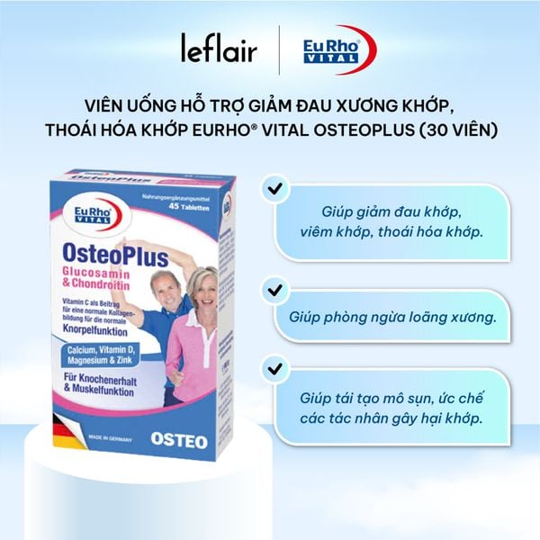 Viên uống Hỗ trợ giảm đau xương khớp, thoái hóa khớp EuRho® Vital OsteoPlus (30 viên)