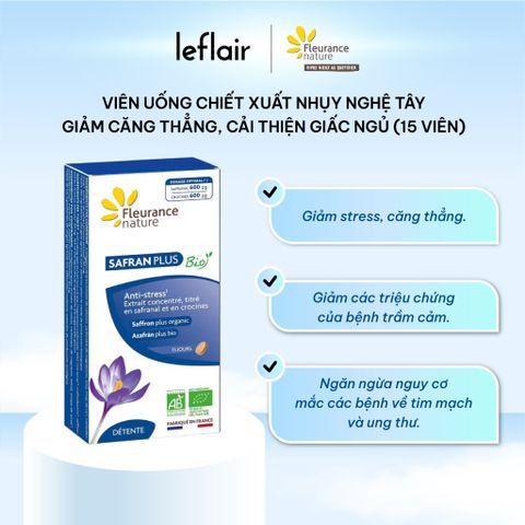 Viên uống chiết xuất nhụy nghệ tây giảm căng thẳng, cải thiện giấc ngủ Safran Plus Bio (15 viên)
