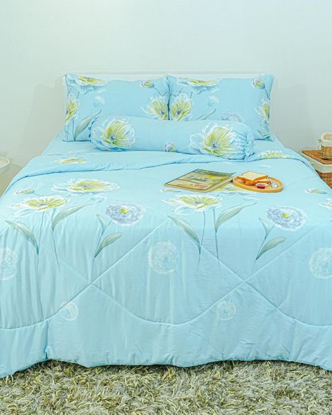 Bộ drap & chăn chần lụa Tencel Cotton ByGu 160 x 200cm (5 món) ( GIAO MẪU NGẪU NHIÊN )
