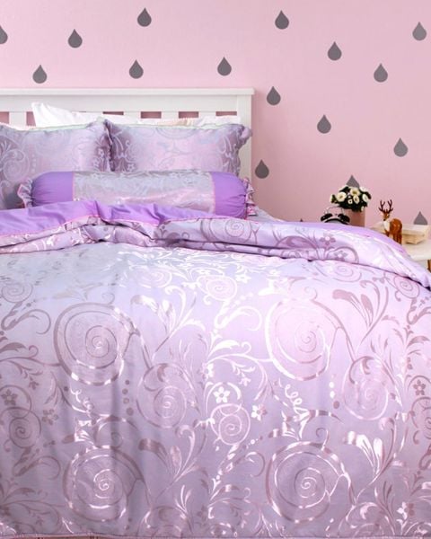Bộ Drap & Chăn Chần Satin Gấm Tơ Tằm Hàn Quốc 180x200 (5 Món)