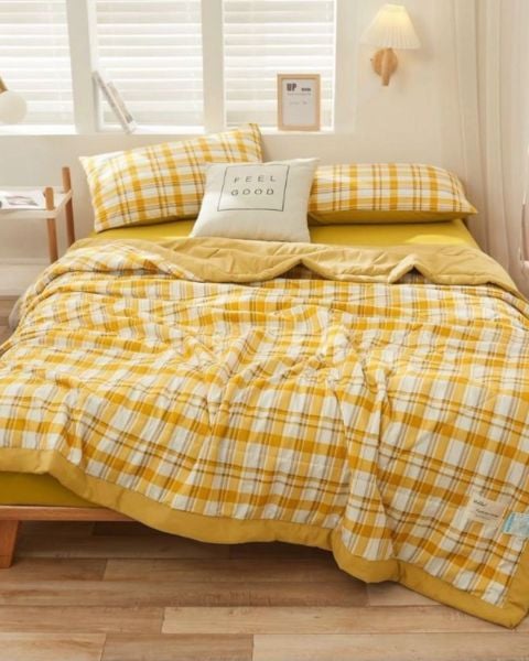 Bộ Drap & Chăn Chần Cotton Đũi Stripies 160x200 (4 Món) FTK12