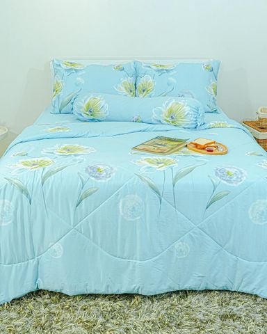Bộ drap & chăn chần lụa Tencel Cotton ByGu 160 x 200cm (5 món) ( GIAO MẪU NGẪU NHIÊN )