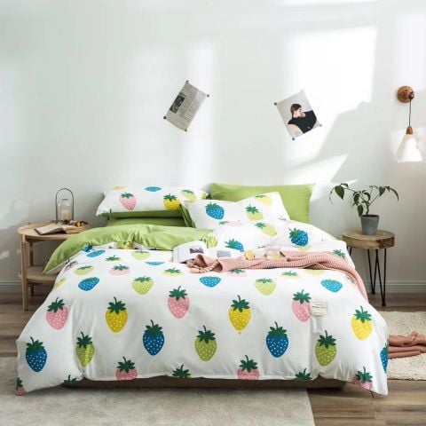 Bộ Drap & Chăn Chần Cotton Print 160x200 (4 Món)