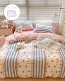 Bộ Drap & Vỏ Chăn Cotton Lụa 160x200 (4 Món) Tặng Ruột Chăn Cao Cấp