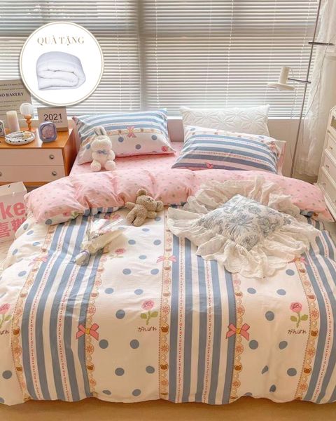 Bộ Drap & Vỏ Chăn Cotton Lụa 160x200 (4 Món)