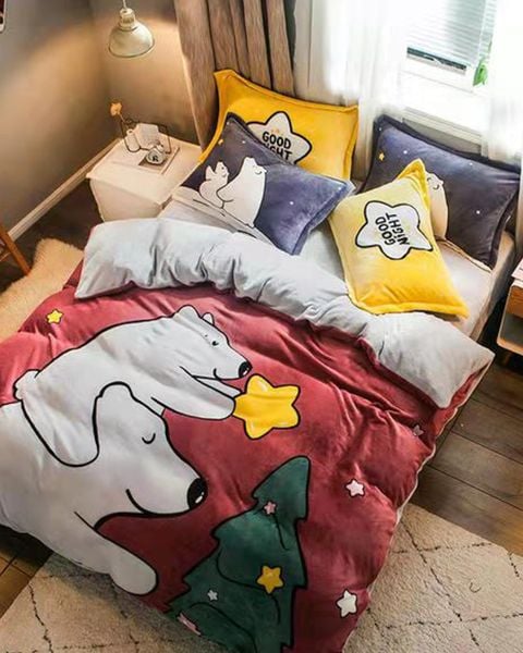 Bộ ga phủ Freesize & Vỏ Chăn Tuyết Nhung (4 MÓN )