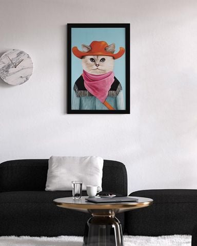 Tranh Sơn Dầu Vẽ Tay Mèo Đi Hia