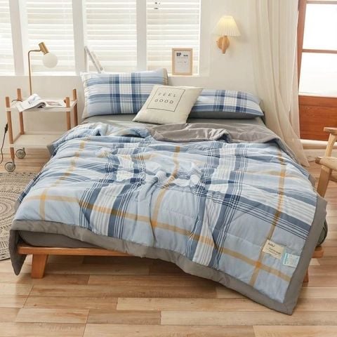 Bộ Drap & Chăn Chần Cotton Đũi Stripies 160x200 (4 Món) FTK12