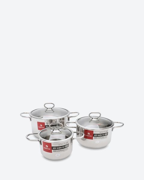 Bộ 3 Nồi Inox 304 Cao Cấp 3 Đáy Delux