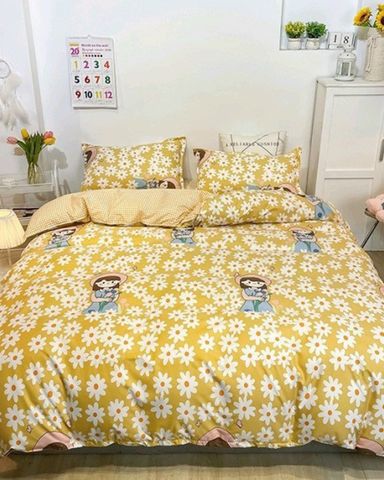 Bộ Drap & Chăn Chần Cotton 160x200 (5 Món) PLP014