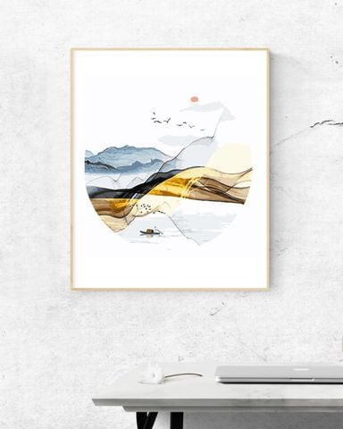 Tranh Sơn Dầu Số Hóa Tự Tô Foggy Mountain