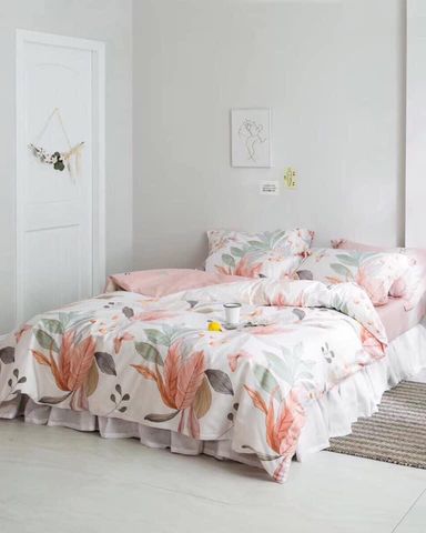 Bộ Drap Phủ Free Size & Vỏ Chăn Lụa S-Monochrome (4 Món)