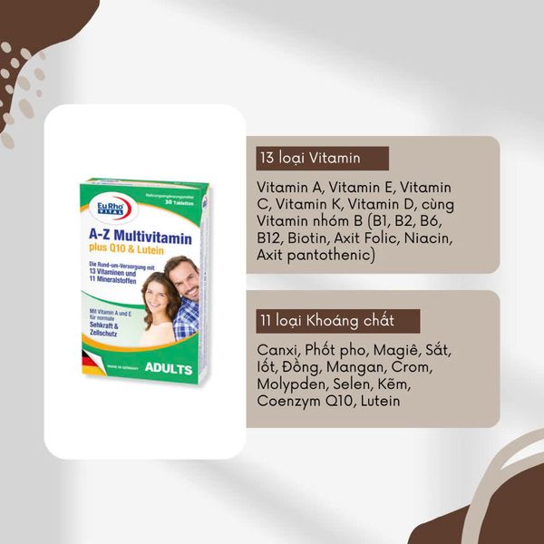 Viên uống bổ sung AZ Multivitamin + Q10 & Lutein (30 viên - 60 viên)