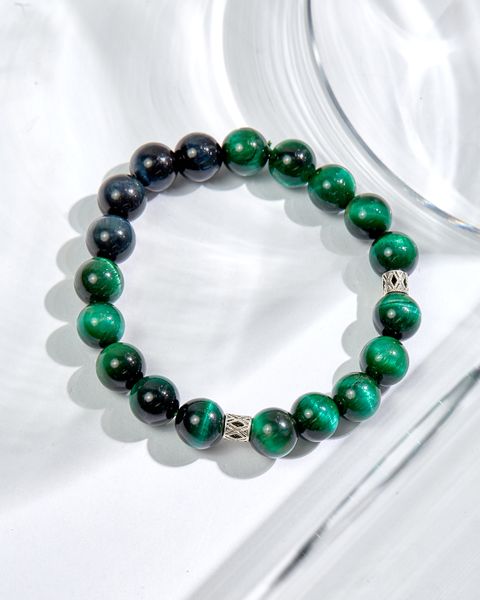 Vòng tay mắt hổ xanh charm trụ