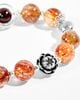 Vòng tay thạch anh tóc nâu kết hợp charm đá garnet ( charm cá & hoa sen)
