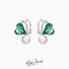 Khuyên tai bạc nữ cánh bướm đá Swarovski và ngọc trai