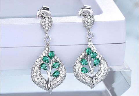 Hoa Tai Nữ Kya Jewel Chiếc Lá Xanh Sang Trọng (Xanh Lục)