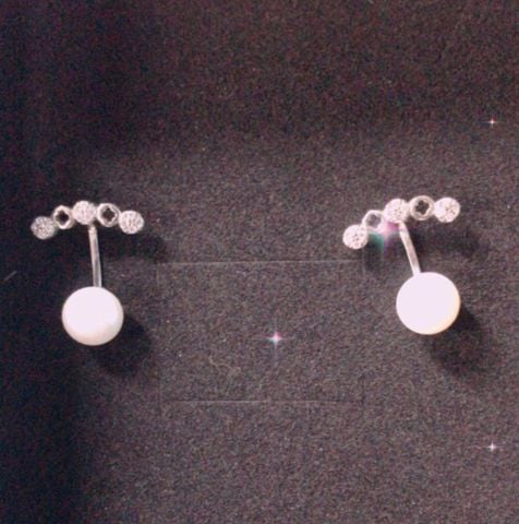 Hoa Tai Nữ Kya Jewel Ngọc Trai Họa Tiết Phong Cách (Bạc, Trắng)