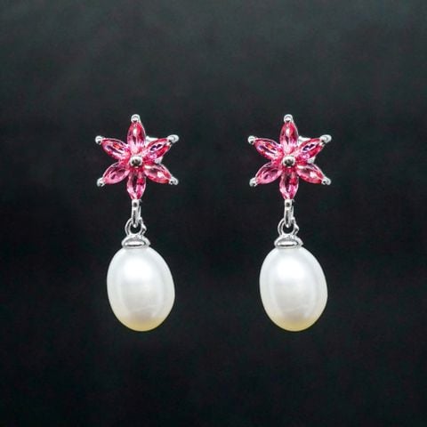 Hoa Tai Ngọc Trai Hoa Đỏ NJ169