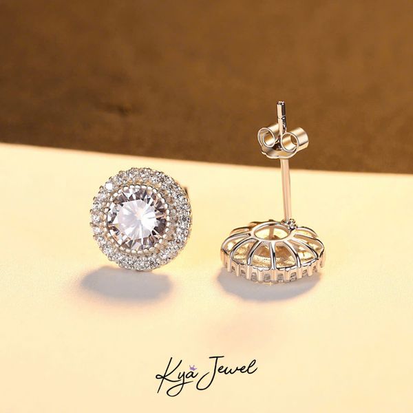 Bộ Trang Sức Nữ Kya Jewel Đá Trắng Tròn (Bạc) ( Dây chuyền & Bông tai )