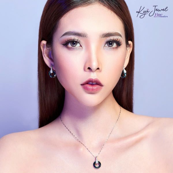 Bộ Trang Sức Nữ Kya Jewel Đá Swarovski Tròn Thanh Lịch (Xanh Dương) - SN61